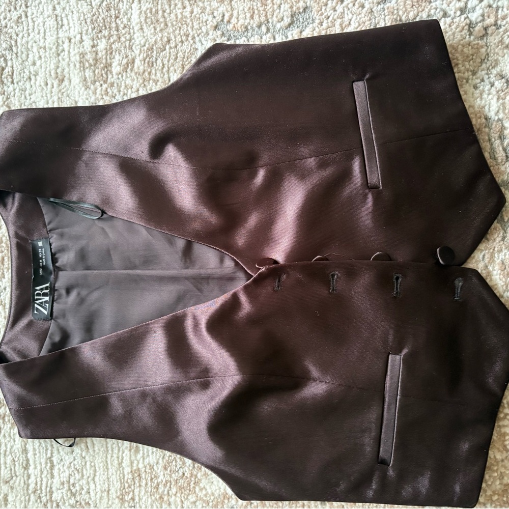 Zara Chocolate Satin Vest